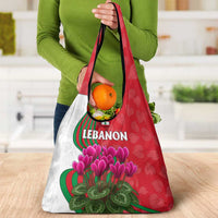 Lebanon Cyclamen Flower Grocery Bag with Patriotic Colors and Inspirational Quote