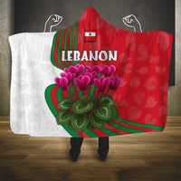 Lebanon Cyclamen Flower Hooded Blanket with Patriotic Colors and Inspirational Quote