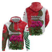 Lebanon Cyclamen Flower Hoodie with Patriotic Colors and Inspirational Quote
