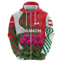 Lebanon Cyclamen Flower Hoodie with Patriotic Colors and Inspirational Quote