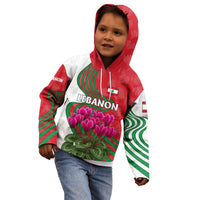 Lebanon Cyclamen Flower Kid Hoodie with Patriotic Colors and Inspirational Quote