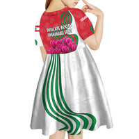 Lebanon Cyclamen Flower Kid Short Sleeve Dress with Patriotic Colors and Inspirational Quote