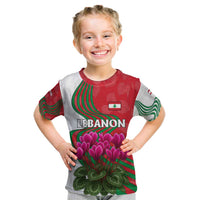 Lebanon Cyclamen Flower Kid T Shirt with Patriotic Colors and Inspirational Quote