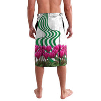 Lebanon Cyclamen Flower Lavalava with Patriotic Colors and Inspirational Quote