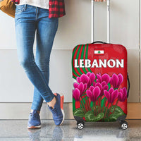 Lebanon Cyclamen Flower Luggage Cover with Patriotic Colors and Inspirational Quote