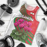 Lebanon Cyclamen Flower Men Tank Top with Patriotic Colors and Inspirational Quote