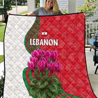 Lebanon Cyclamen Flower Quilt with Patriotic Colors and Inspirational Quote