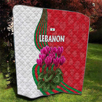 Lebanon Cyclamen Flower Quilt with Patriotic Colors and Inspirational Quote