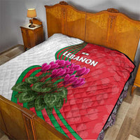 Lebanon Cyclamen Flower Quilt with Patriotic Colors and Inspirational Quote