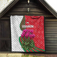 Lebanon Cyclamen Flower Quilt with Patriotic Colors and Inspirational Quote