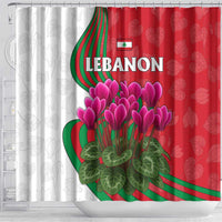 Lebanon Cyclamen Flower Shower Curtain with Patriotic Colors and Inspirational Quote