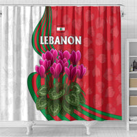 Lebanon Cyclamen Flower Shower Curtain with Patriotic Colors and Inspirational Quote