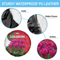 Lebanon Cyclamen Flower Spare Tire Cover with Patriotic Colors and Inspirational Quote