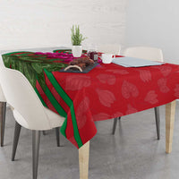 Lebanon Cyclamen Flower Tablecloth with Patriotic Colors and Inspirational Quote