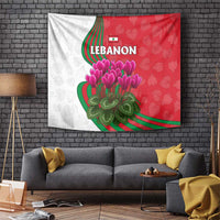 Lebanon Cyclamen Flower Tapestry with Patriotic Colors and Inspirational Quote
