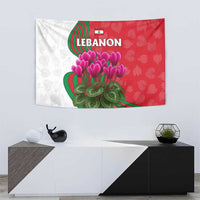 Lebanon Cyclamen Flower Tapestry with Patriotic Colors and Inspirational Quote