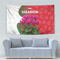 Lebanon Cyclamen Flower Tapestry with Patriotic Colors and Inspirational Quote