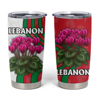 Lebanon Cyclamen Flower Tumbler Cup with Patriotic Colors and Inspirational Quote