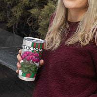 Lebanon Cyclamen Flower Tumbler Cup with Patriotic Colors and Inspirational Quote