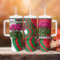 Lebanon Cyclamen Flower Tumbler With Handle with Patriotic Colors and Inspirational Quote