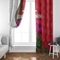 Lebanon Cyclamen Flower Window Curtain with Patriotic Colors and Inspirational Quote