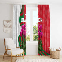 Lebanon Cyclamen Flower Window Curtain with Patriotic Colors and Inspirational Quote