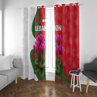 Lebanon Cyclamen Flower Window Curtain with Patriotic Colors and Inspirational Quote