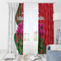 Lebanon Cyclamen Flower Window Curtain with Patriotic Colors and Inspirational Quote