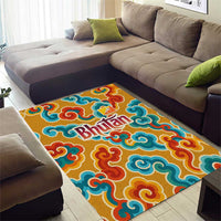 Bhutan Dragon Area Rug with Traditional Cloud Motif in Vibrant Himalayan Colors