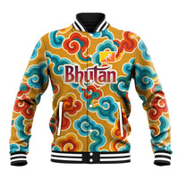 Bhutan Dragon Baseball Jacket with Traditional Cloud Motif in Vibrant Himalayan Colors