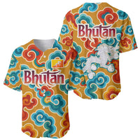 Bhutan Dragon Baseball Jersey with Traditional Cloud Motif in Vibrant Himalayan Colors