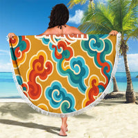 Bhutan Dragon Beach Blanket with Traditional Cloud Motif in Vibrant Himalayan Colors