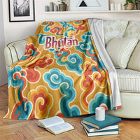 Bhutan Dragon Blanket with Traditional Cloud Motif in Vibrant Himalayan Colors