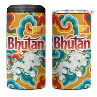 Bhutan Dragon 4 in 1 Can Cooler Tumbler with Traditional Cloud Motif in Vibrant Himalayan Colors