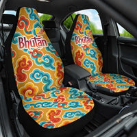 Bhutan Dragon Car Seat Cover with Traditional Cloud Motif in Vibrant Himalayan Colors