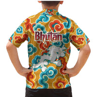 Bhutan Dragon Family Matching Mermaid Dress and Hawaiian Shirt with Traditional Cloud Motif in Vibrant Himalayan Colors
