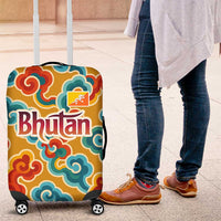 Bhutan Dragon Luggage Cover with Traditional Cloud Motif in Vibrant Himalayan Colors