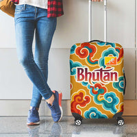 Bhutan Dragon Luggage Cover with Traditional Cloud Motif in Vibrant Himalayan Colors