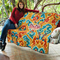 Bhutan Dragon Quilt with Traditional Cloud Motif in Vibrant Himalayan Colors