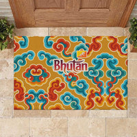 Bhutan Dragon Rubber Doormat with Traditional Cloud Motif in Vibrant Himalayan Colors