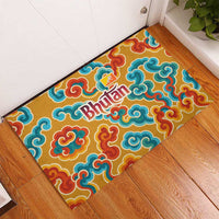 Bhutan Dragon Rubber Doormat with Traditional Cloud Motif in Vibrant Himalayan Colors