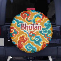 Bhutan Dragon Spare Tire Cover with Traditional Cloud Motif in Vibrant Himalayan Colors