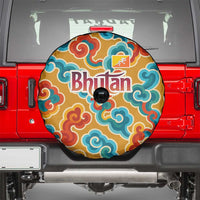 Bhutan Dragon Spare Tire Cover with Traditional Cloud Motif in Vibrant Himalayan Colors
