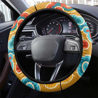 Bhutan Dragon Steering Wheel Cover with Traditional Cloud Motif in Vibrant Himalayan Colors