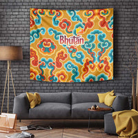 Bhutan Dragon Tapestry with Traditional Cloud Motif in Vibrant Himalayan Colors