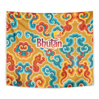 Bhutan Dragon Tapestry with Traditional Cloud Motif in Vibrant Himalayan Colors