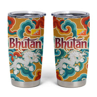 Bhutan Dragon Tumbler Cup with Traditional Cloud Motif in Vibrant Himalayan Colors