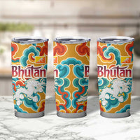 Bhutan Dragon Tumbler Cup with Traditional Cloud Motif in Vibrant Himalayan Colors