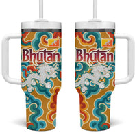 Bhutan Dragon Tumbler With Handle with Traditional Cloud Motif in Vibrant Himalayan Colors