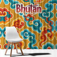Bhutan Dragon Window Curtain with Traditional Cloud Motif in Vibrant Himalayan Colors